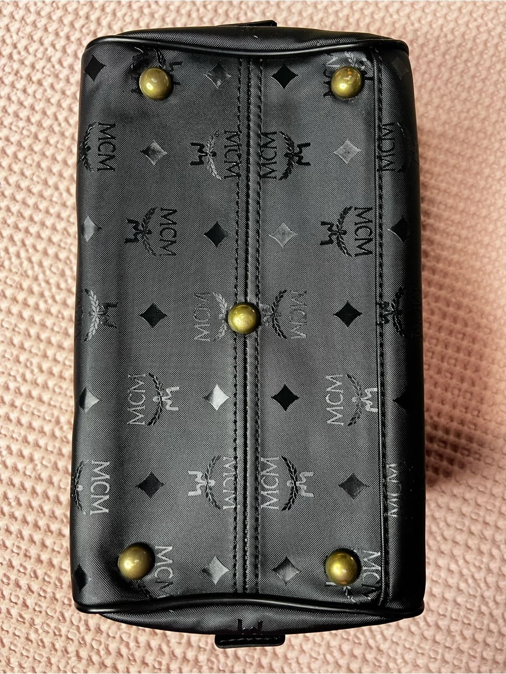 Vintage MCM München Black Visetos Boston Satchel Crossbody Bag